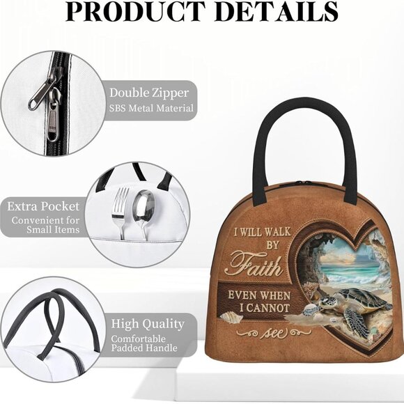 Sea Turtle Insulated Lunch Bag Reusable Cooler Tote Food Snack Container - Picture 6 of 7